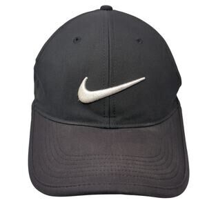 Nike Strapback Baseball Cap Black One Size Adjustable Embroidered Big Swoosh